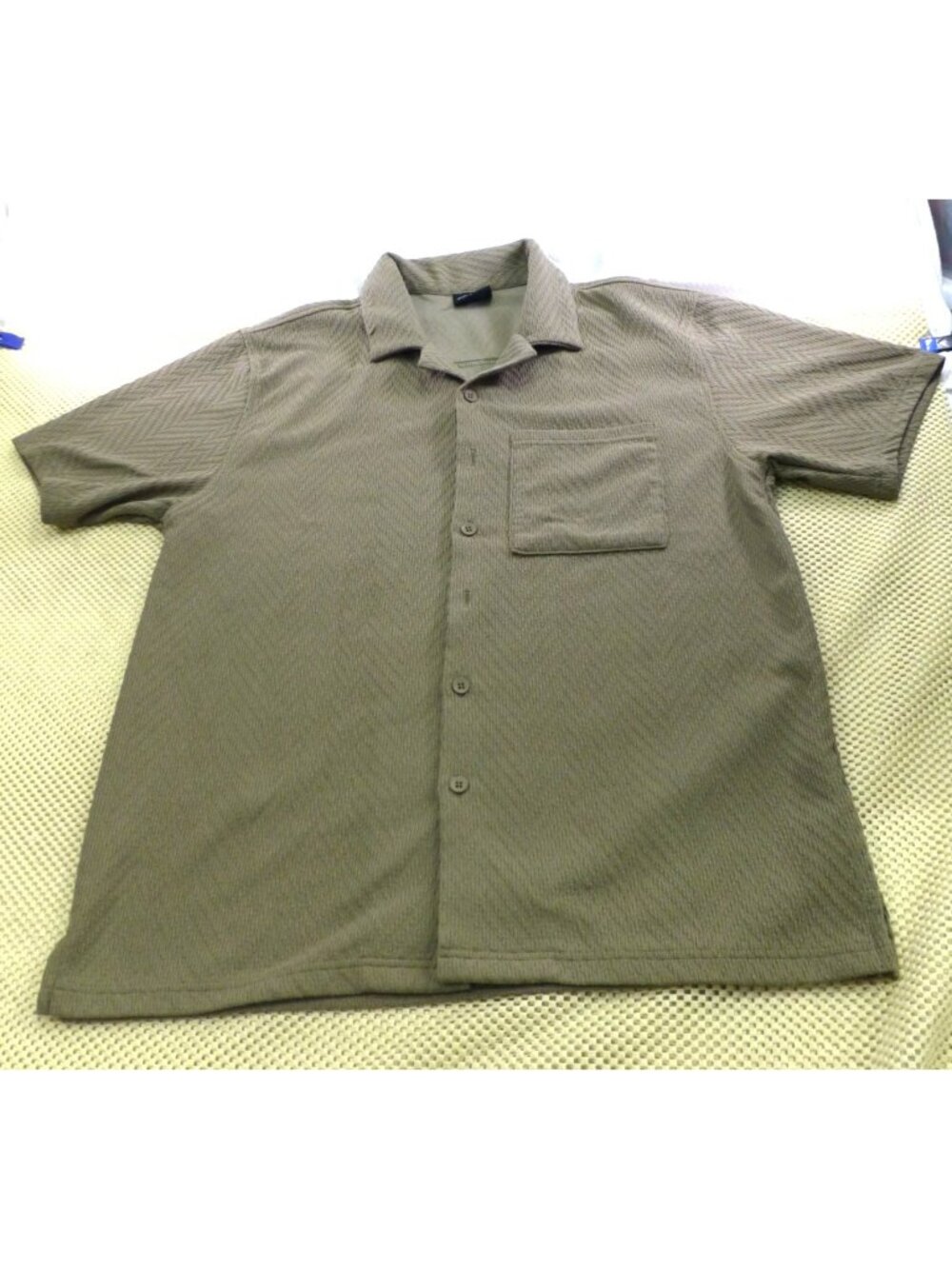 Original‎ Deluxe Supply Mens Button-Up Shirt L Khaki Chevron Texture Lightweight